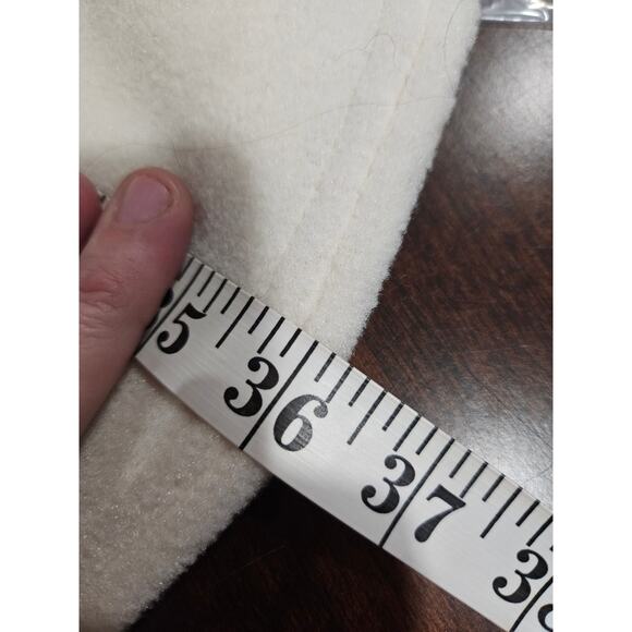 Vintage 80s 90s Aqua Sheen Fleece Button Jacket Eggshell Off White Size Small - Picture 9 of 9